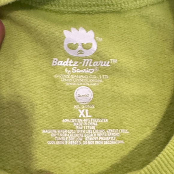 Sanrio Badtz-Maru Lime Green Sweater XL - Picture 5 of 6